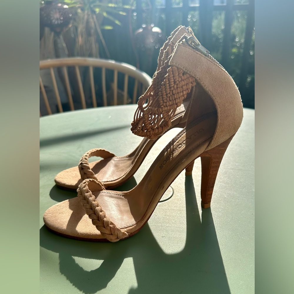 ULLA JOHNSON CAMEL SUEDE HEEL SANDAL SIZE 36